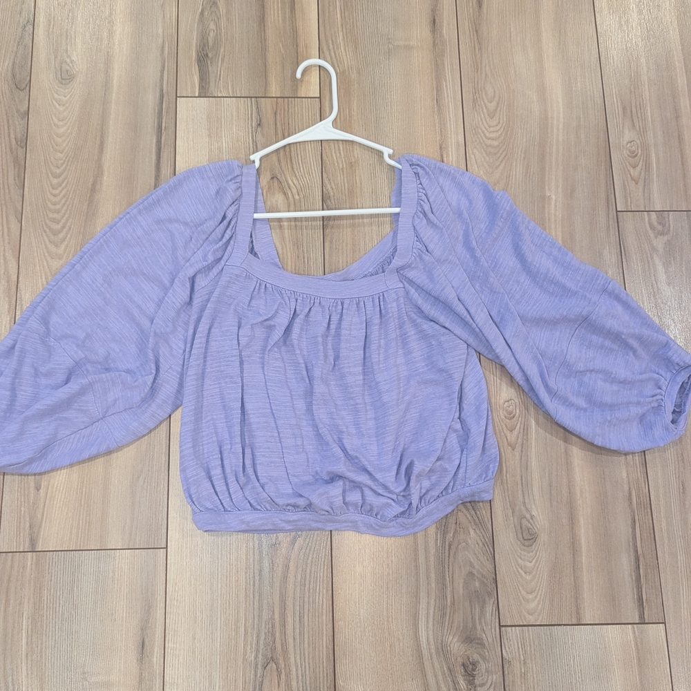 Free People Light Purple Balloon Sleeve Top